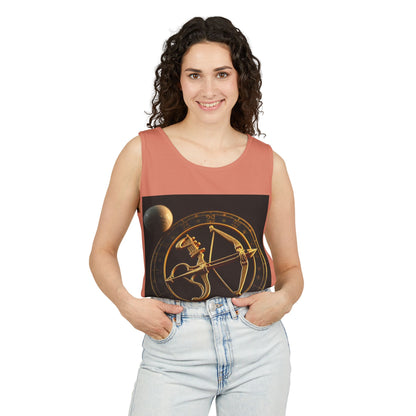 Unisex Garment-Dyed, Tank Top, Sagittarius Design, Planet Symbol v1, 100% US cotton