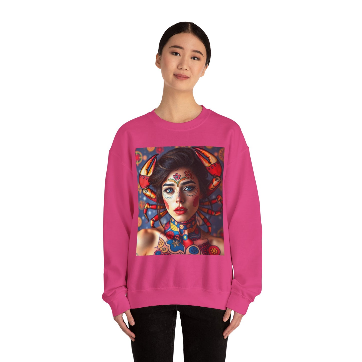 Unisex Heavy Blend™ Crewneck Sweatshirt, Cancer, Zodiac v2, Sexy Pattern