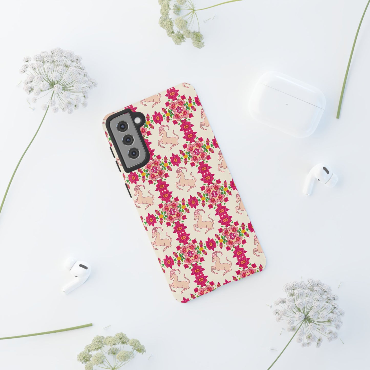 Tough Cases, Capricorn, Zodiac v3, Flower Pattern