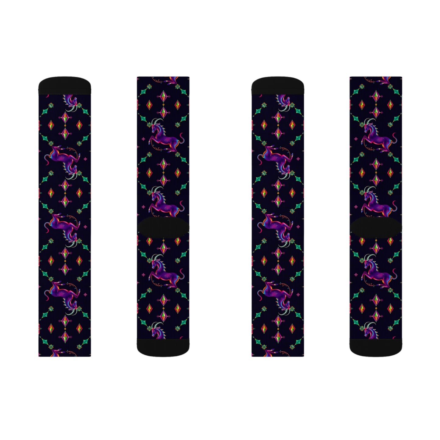 Sublimation Socks, Capricorn, Zodiac v3, Jewel Pattern