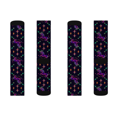 Sublimation Socks, Capricorn, Zodiac v3, Jewel Pattern
