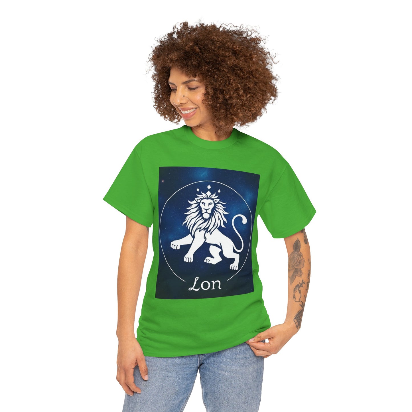 Unisex Heavy Cotton T-Shirt, Space Lion v1, Leo Zodiac Design