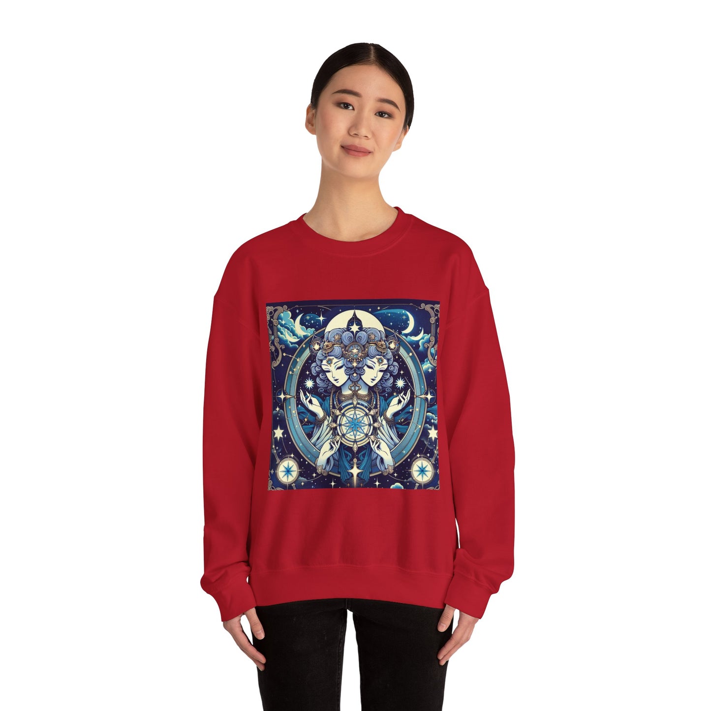 Unisex Heavy Blend™ Crewneck Sweatshirt,Twin Body, Gemini Zodiac Design