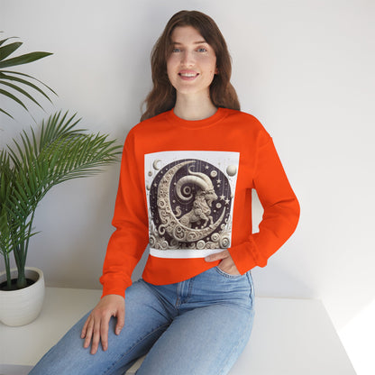 Unisex Heavy Blend™ Crewneck Sweatshirt, Stone Moon, Capricorn Zodiac Design