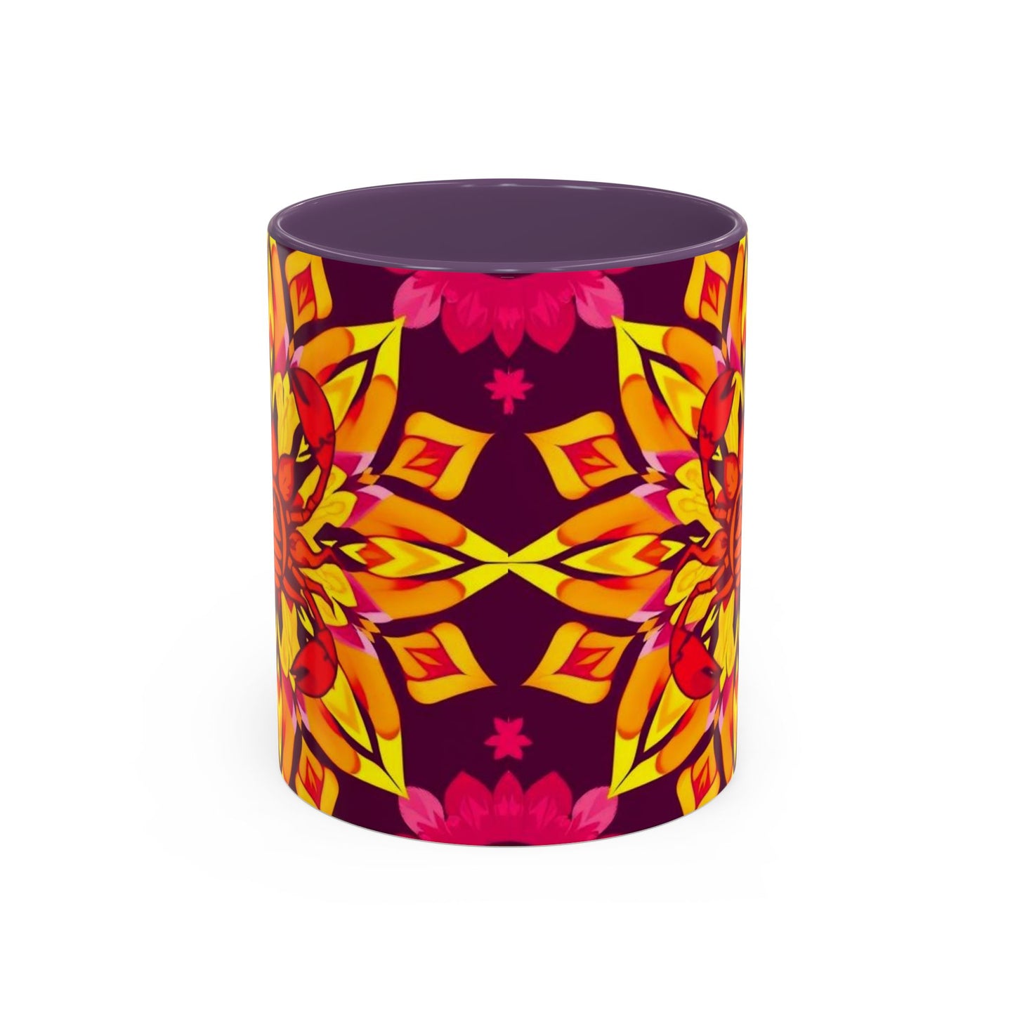 Accent Coffee Mug, Scorpio, Zodiac v1. Flower Pattern, (11, 15oz)