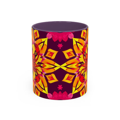 Accent Coffee Mug, Scorpio, Zodiac v1. Flower Pattern, (11, 15oz)