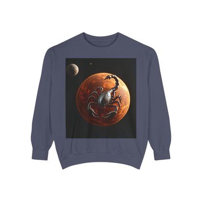 Garment-Dyed Sweatshirt, Unisex, Space Animal Design, Scorpio