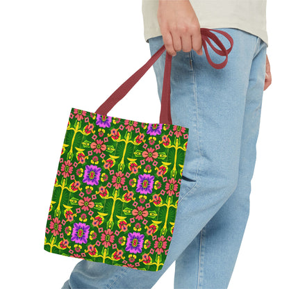 Tote Bag (AOP), Libra, Zodiac, Flower Pattern