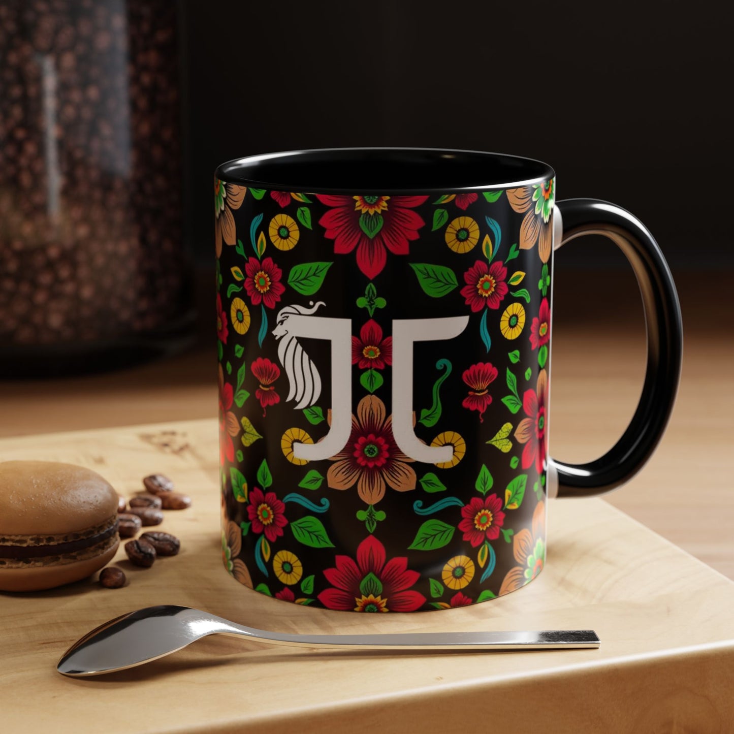 Accent Coffee Mug, Gemini, Zodiac v4, Flower Pattern, (11, 15oz)