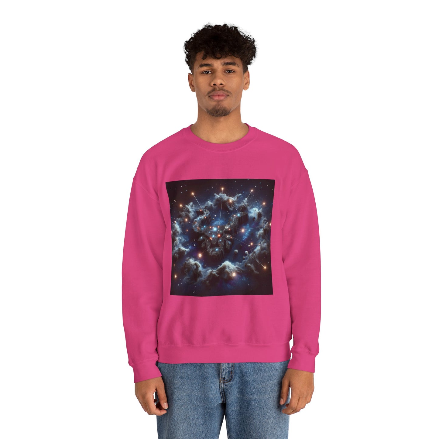 Unisex Heavy Blend™ Crewneck Sweatshirt, Space Bullhead, Taurus Zodiac Design