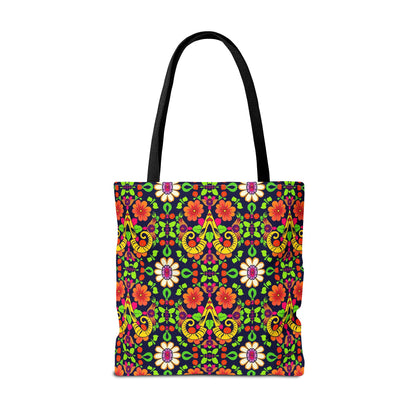 Tote Bag (AOP), Aries, Zodiac, Flower Pattern