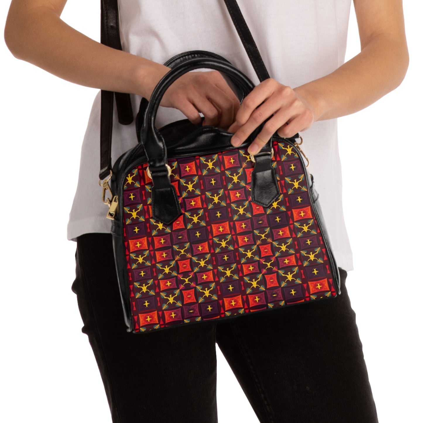 Shoulder Handbag, Sagittarius, Zodiac v1, Shapes Pattern