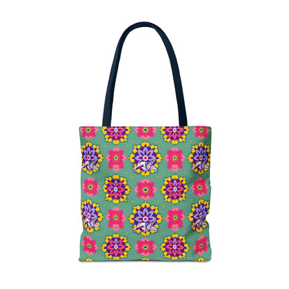 Tote Bag, (AOP), Sagittarius, Zodiac v4, Flower Pattern