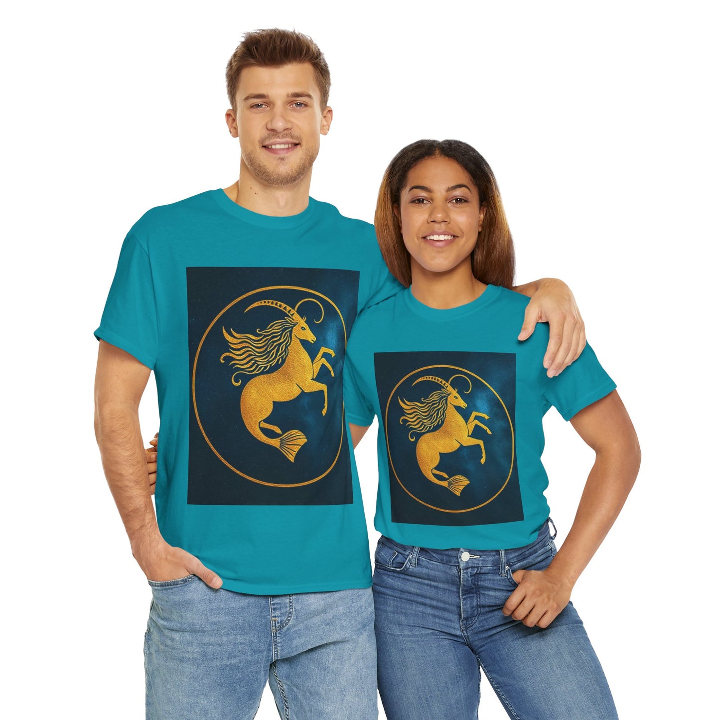 Unisex Heavy Cotton T-Shirt, Capricorn Animal v4, Symbol, Zodiac Design
