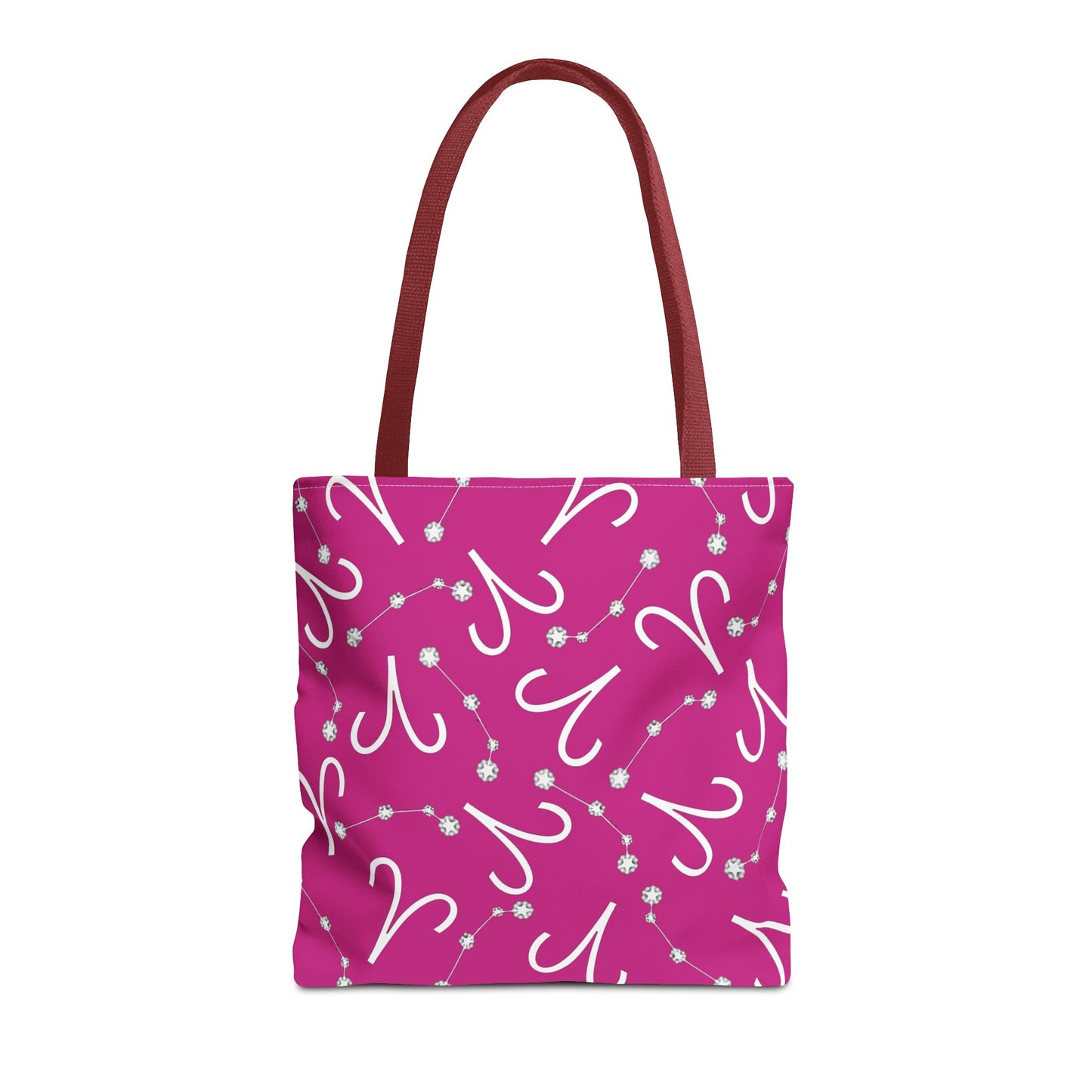 Tote Bag, Aries Zodiac Sign, AOP, (Pink, White)