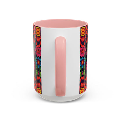 Accent Coffee Mug, Cancer, Zodiac v4, Flower Pattern, (11, 15oz)