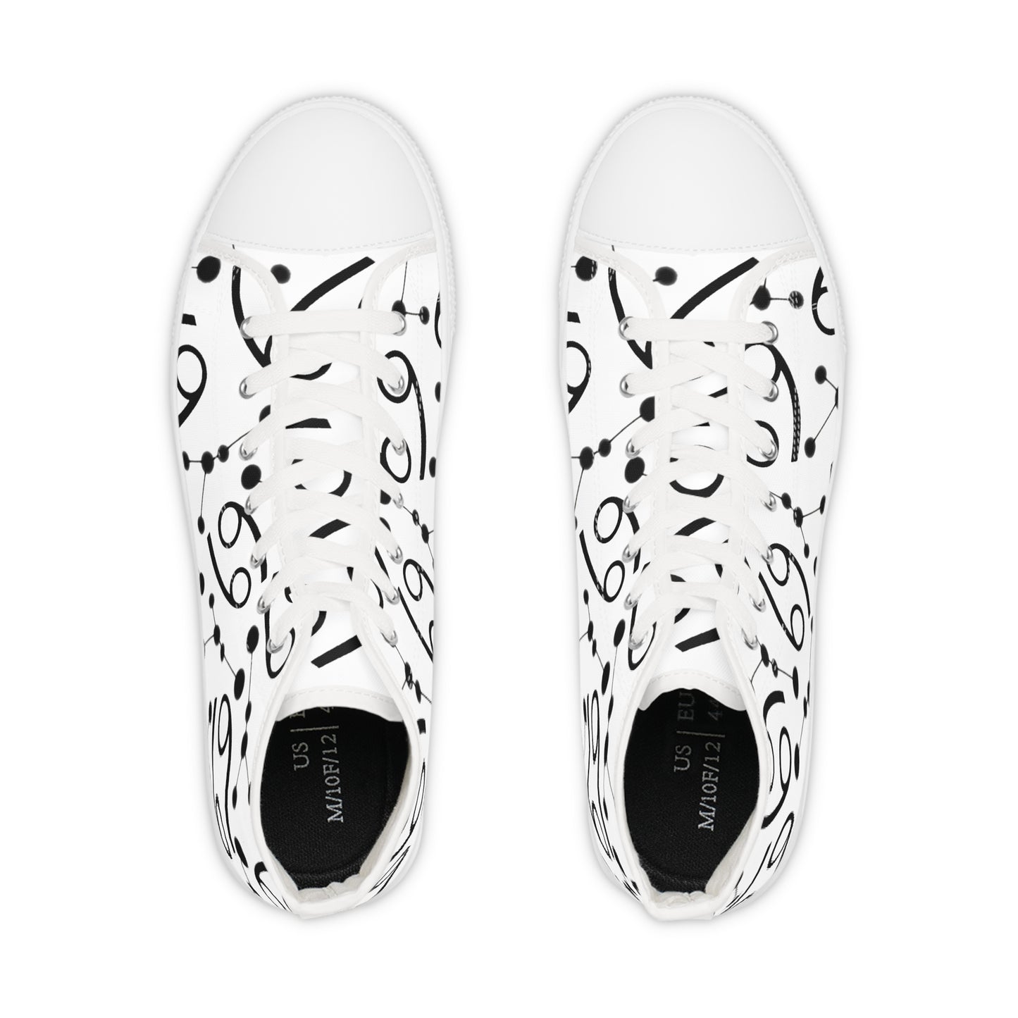 Men's High Top Sneakers, Breathable polyester canvas, Cancer Zodiac Design