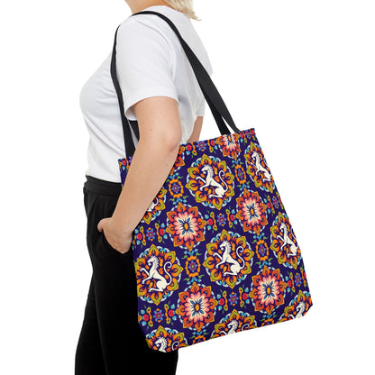 Tote Bag, (AOP), Virgo, Zodiac v3, Flower Pattern