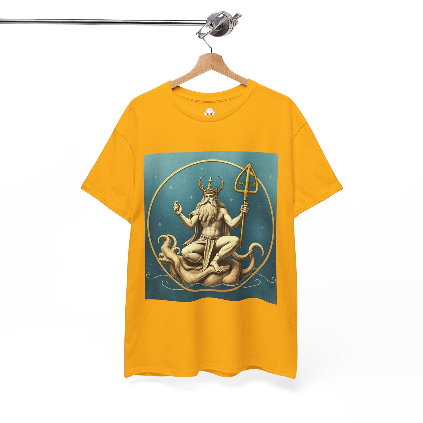Unisex Heavy Cotton T-Shirt, Aquarius God 3v, Zodiac Design