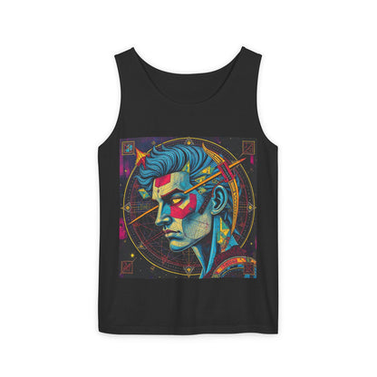 Unisex Garment-Dyed, Tank Top, Sagittarius Design, Pop Art v1, 100% US cotton