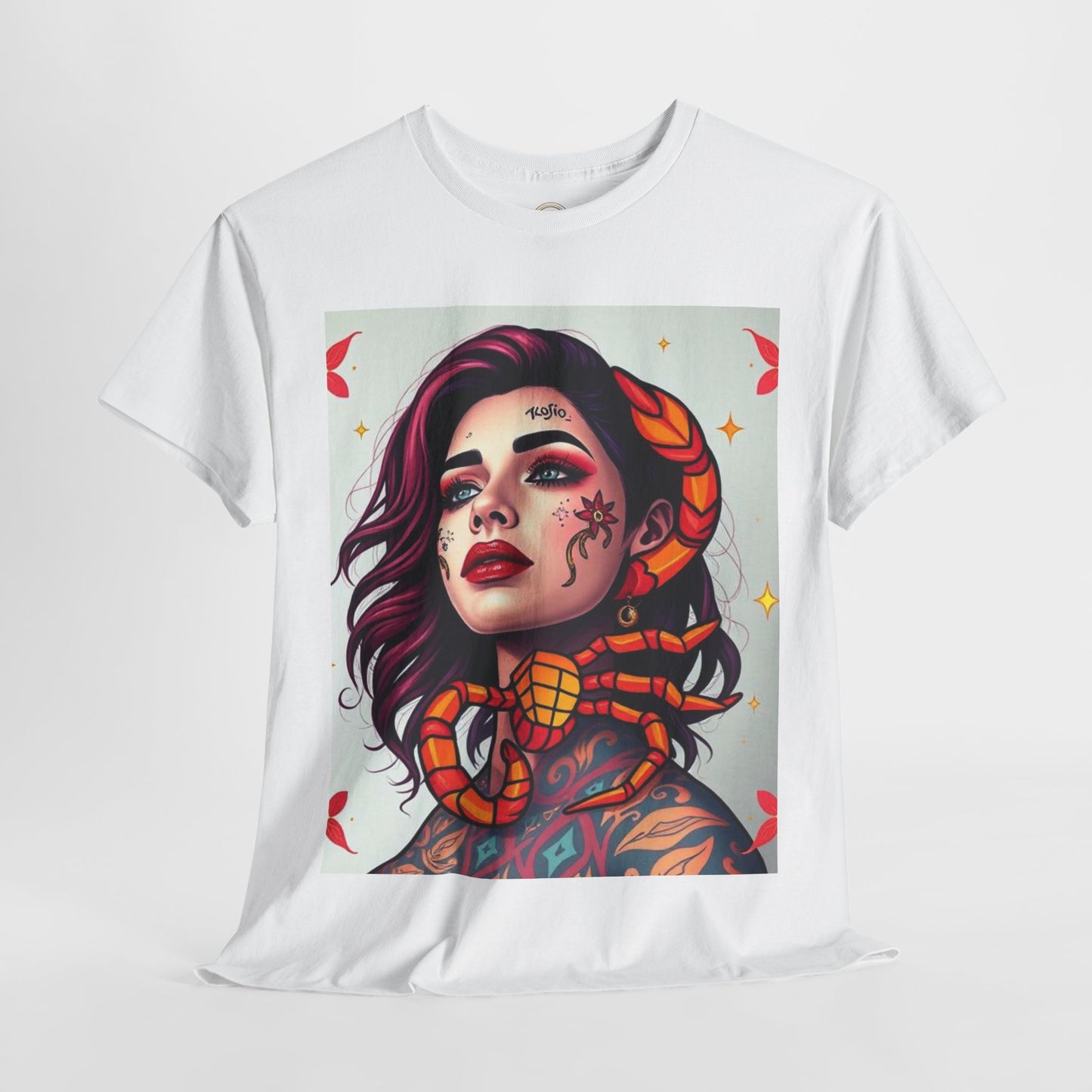 Unisex Heavy Cotton T-Shirt, Scorpio, Zodiac v3, Sexy Art