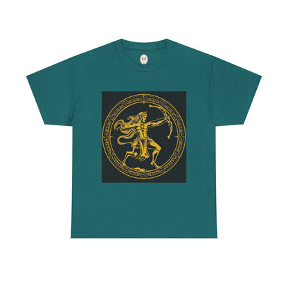 Unisex Heavy Cotton T-Shirt, Mythical Faun/Satyr, Sagittarius Zodiac Design