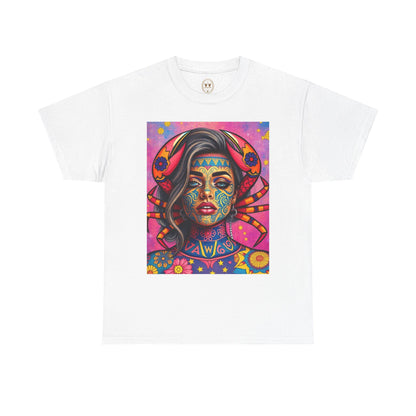 Unisex Heavy Cotton T-Shirt, Cancer, Zodiac v3, Sexy Art