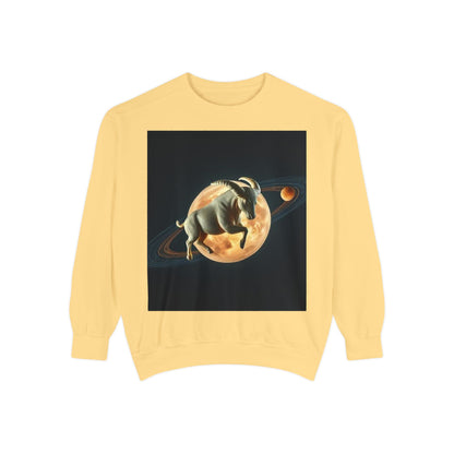Garment-Dyed Sweatshirt, Unisex, Space Animal Design v1, Taurus