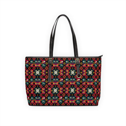 Leather Shoulder Bag, Pisces, Zodiac v3, Shapes Pattern