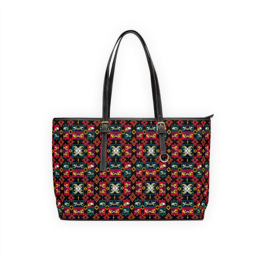 Leather Shoulder Bag, Pisces, Zodiac v3, Shapes Pattern