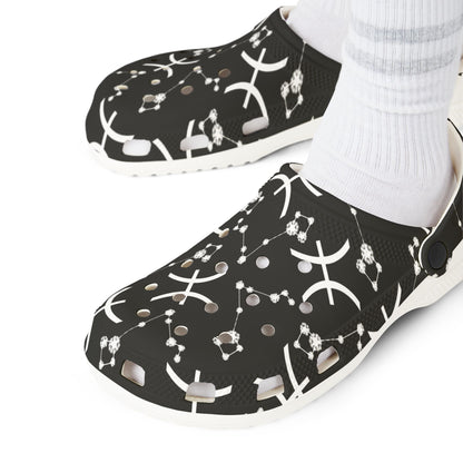 EVA Foam Rubber Shoes (AOP), Material 100% EVA, Pisces Zodiac Design