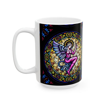 Ceramic Mug, (11oz, 15oz), Ceramic Coffee Mug, AOP, Glass Design v1, Virgo Zodiac