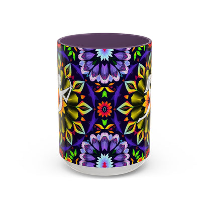 Accent Coffee Mug, Sagittarius, Zodiac v1. Flower Pattern, (11, 15oz)