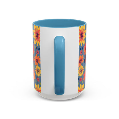 Accent Coffee Mug, Cancer, Zodiac v1, Flower Pattern, (11, 15oz)
