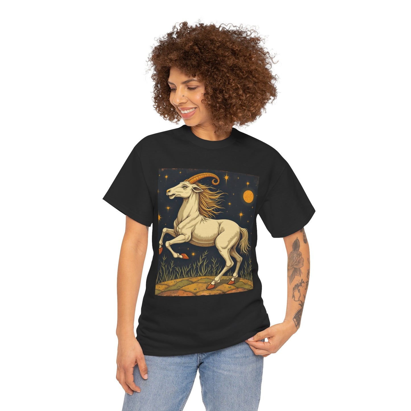 Unisex Heavy Cotton T-Shirt, Aries Animal, Zodiac Design