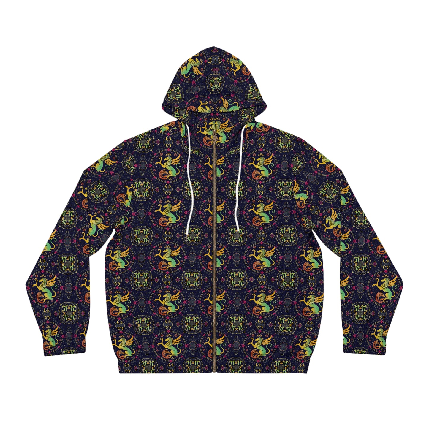 Full-Zip Hoodie (AOP), Virgo, Zodiac v4, Pattern