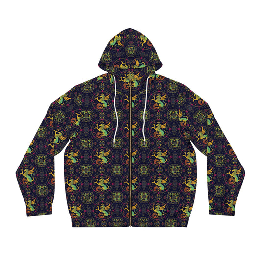 Full-Zip Hoodie (AOP), Virgo, Zodiac v4, Pattern