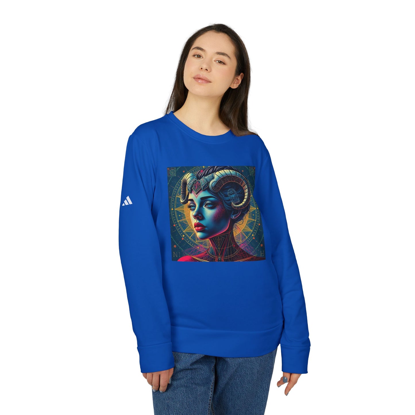 Adidas, Unisex Fleece Crewneck Sweatshirt, Aries, Pop Art, Zodiac