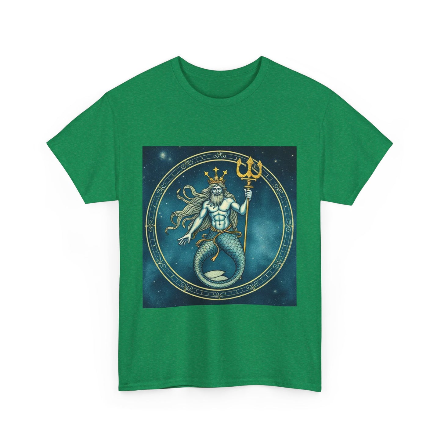Unisex Heavy Cotton T-Shirt, Aquarius God 5v, Zodiac Design