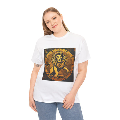 Unisex Heavy Cotton T-Shirt, Gold Lion v1, Leo Zodiac Design