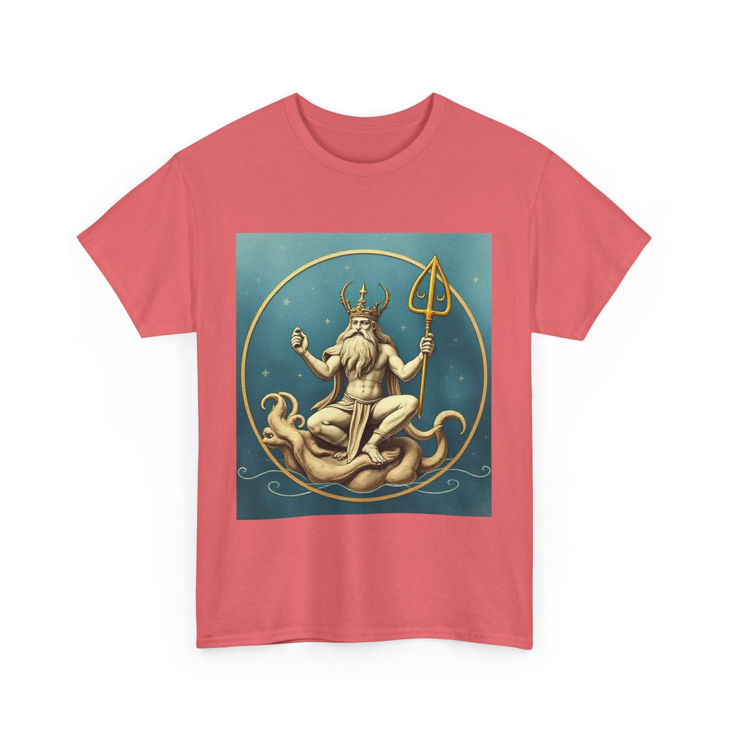 Unisex Heavy Cotton T-Shirt, Aquarius God 2v, Zodiac Design