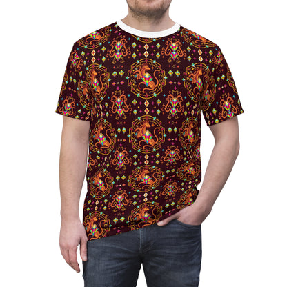 Unisex Cut & Sew T-Shirt, (AOP), Virgo, Zodiac v3, Jewels Pattern