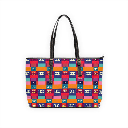 Leather Shoulder Bag, Gemini, Zodiac v3, Shapes Pattern