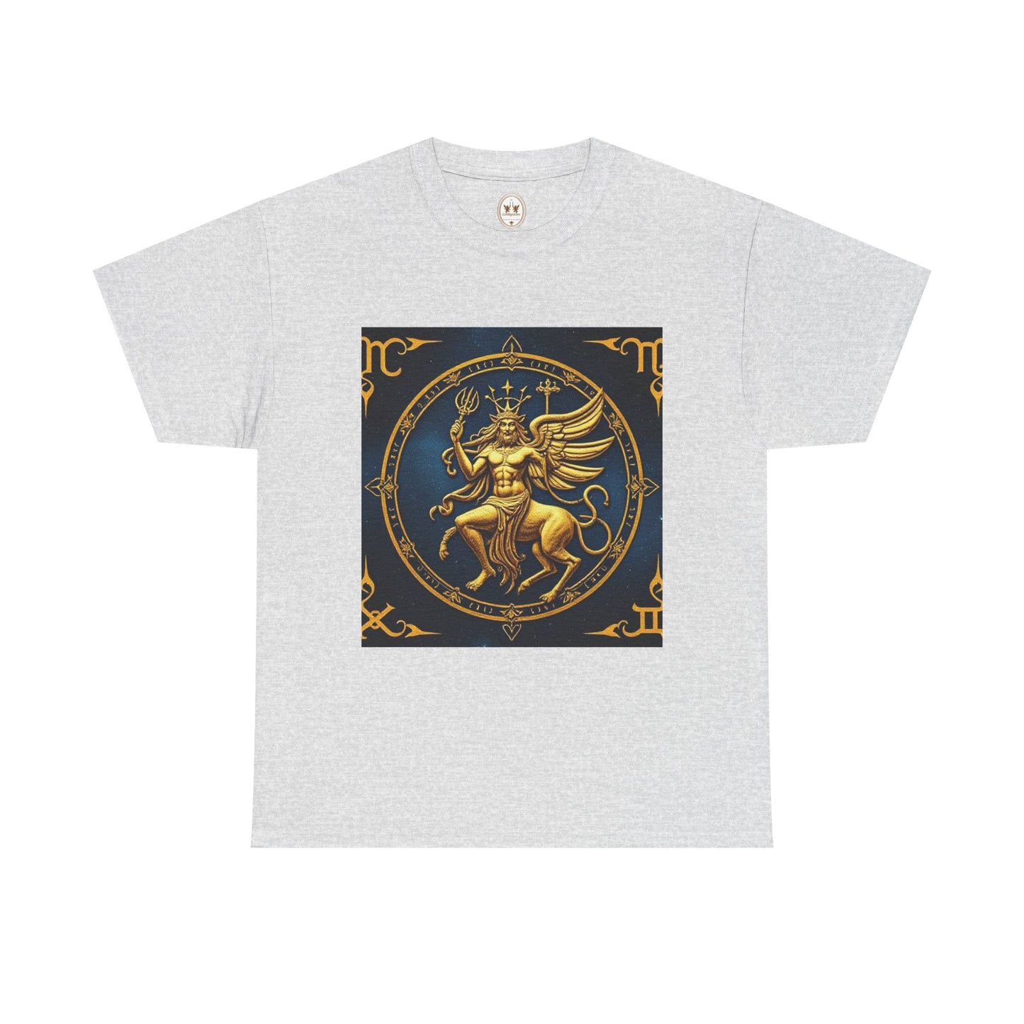 Unisex Heavy Cotton T-Shirt, Gold Angel, Symbol, Virgo Zodiac Design