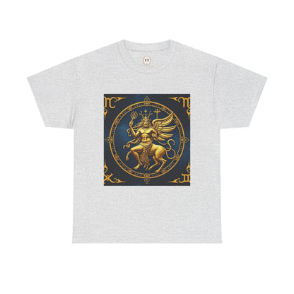 Unisex Heavy Cotton T-Shirt, Gold Angel, Symbol, Virgo Zodiac Design