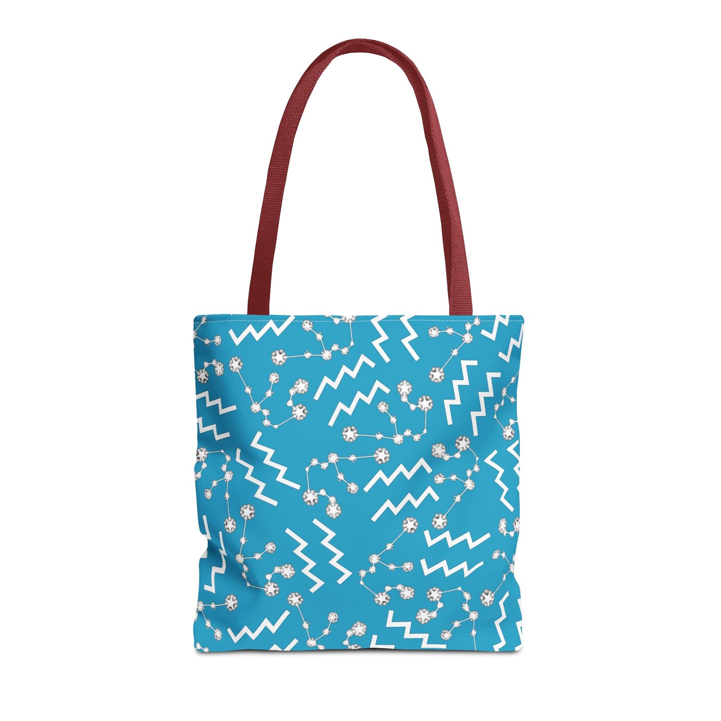 Tote Bag, Aquarius Zodiac Sign, AOP, (Turquoise, White)