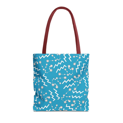 Tote Bag, Aquarius Zodiac Sign, AOP, (Turquoise, White)