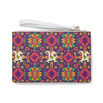 Clutch Bag, Aquarius, Zodiac v2, Flower Pattern