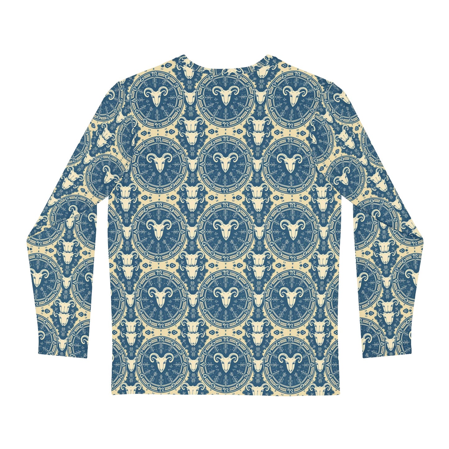 Men's Long Sleeve Shirt, (AOP), Aries, Zodiac v3, Pattern