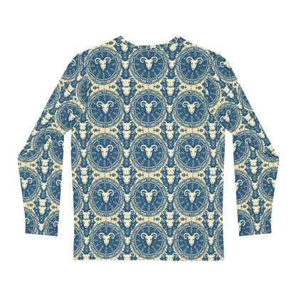 Men's Long Sleeve Shirt, (AOP), Aries, Zodiac v3, Pattern